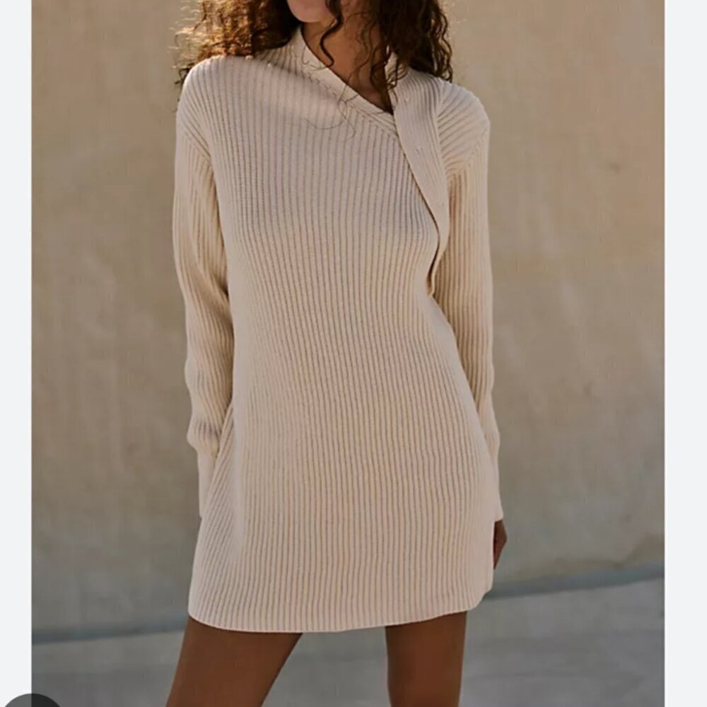 NWT Free People Alba Sweater Tunic in Power Sand